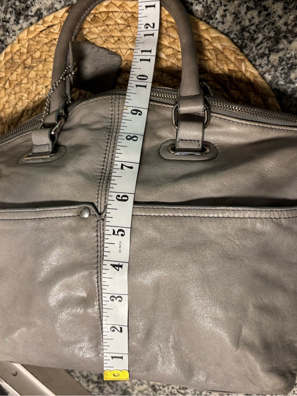 Danier Grey Leather Duffel Satchel - Picture 13 of 14